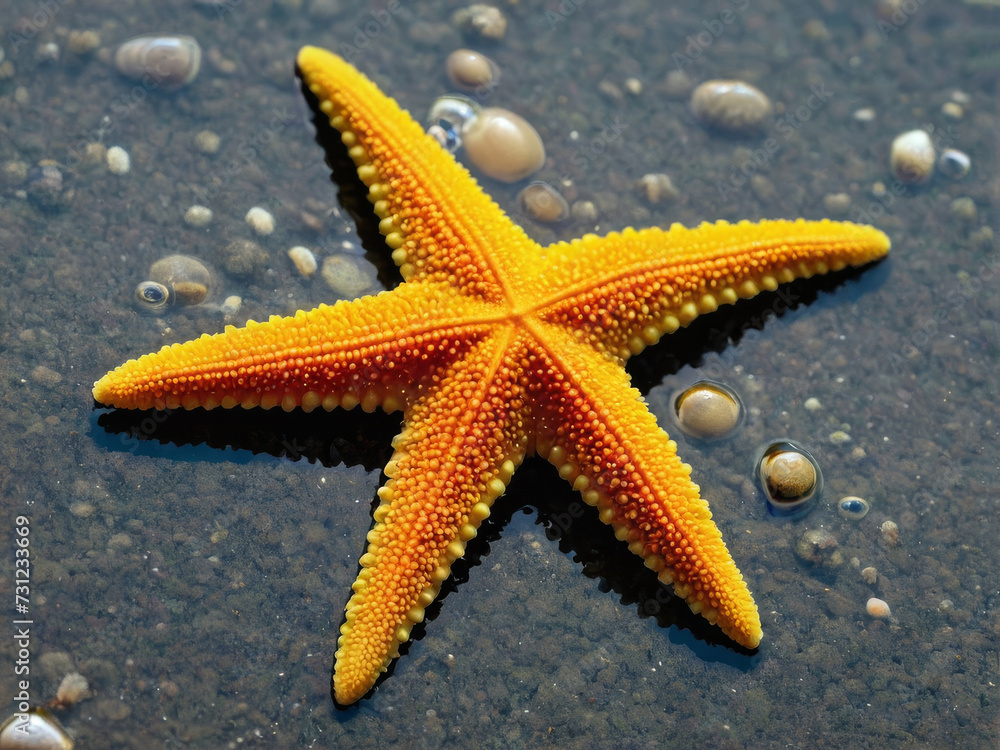 Beautiful yellow starfish underwater in the sea. The concept of rest, vocation and relaxation Beautiful yellow starfish underwater in the sea. The concept of rest, vocation and relaxation