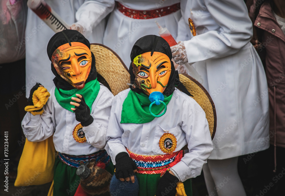Obraz premium Dancers at the festivity of the virgin Carmen at Paucartambo, Cusco - Peru