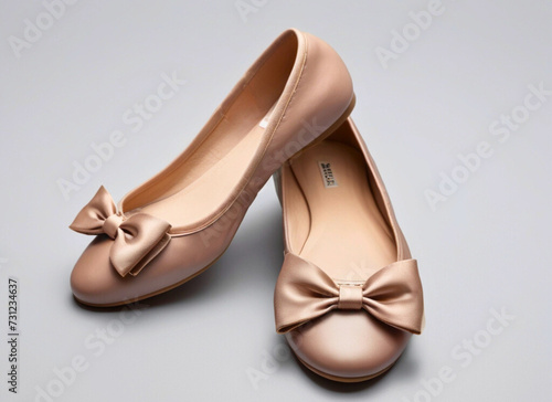 pair of low shoes with bows, coquette 