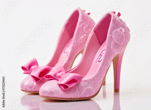 pink high heels with bows, coquette