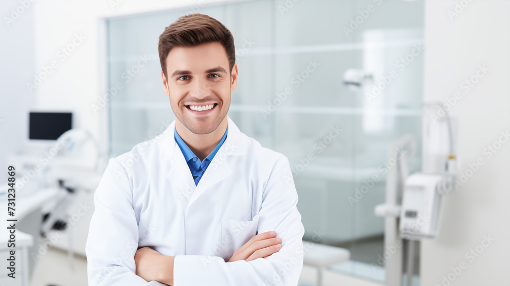 office of a doctor or dentist, happy man dentist office of a doctor or dentist, happy man dentist