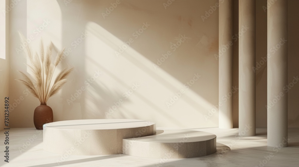 Product display podium with white backdrop, ideal for product display. 3d, render Product display podium with white backdrop, ideal for product display. 3d, render