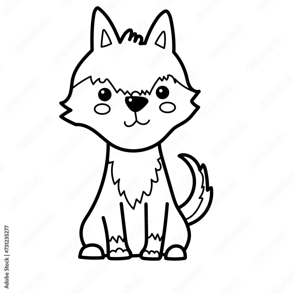 Obraz premium wolf doodle cartoon