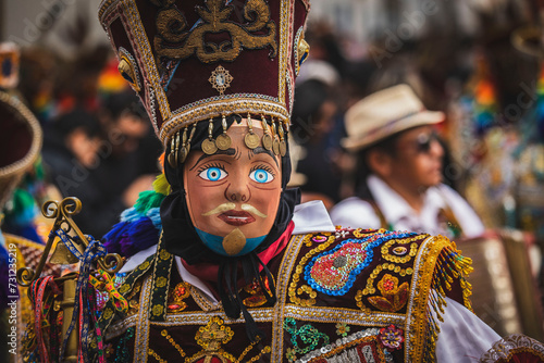 Fotografija Dancers at the festivity of the virgin Carmen at Paucartambo, Cusco - Peru