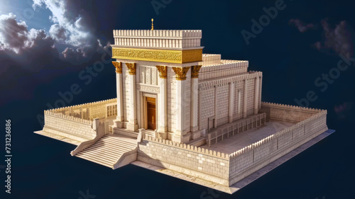 Second Temple of Jerusalem built by Herod in the time of Jesus Celestial Sanctuary Generative AI Illustration photo