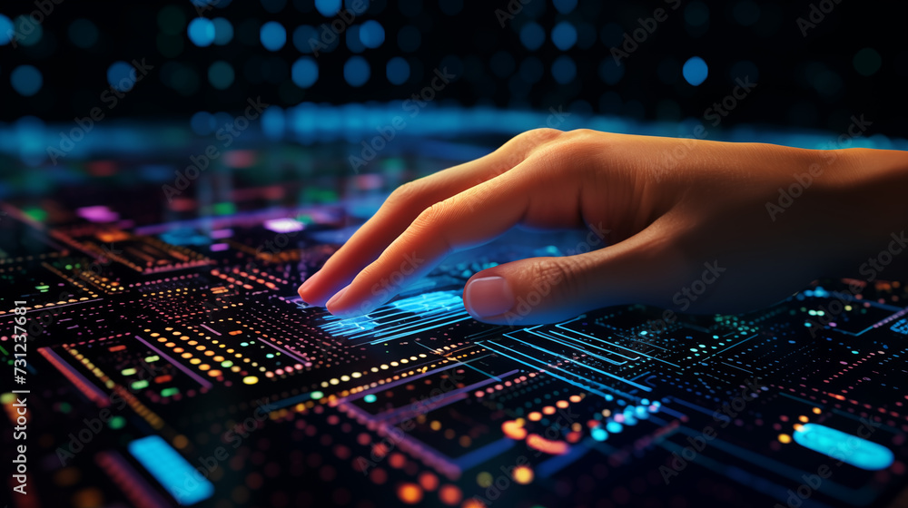 Obraz premium Concept of curiosity and fascination with technology