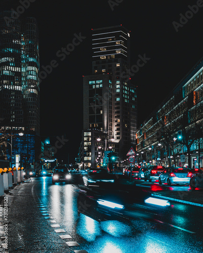 Photography traffic on the night-time streets of Berlin