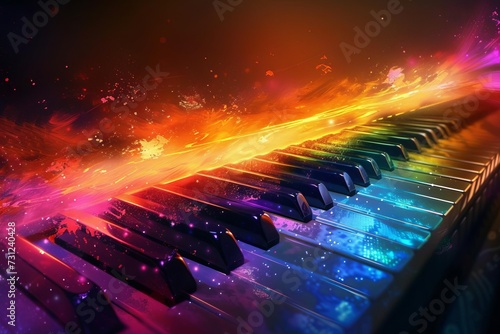 Abstract colorful piano keyboard wallpaper background Offering a vibrant and artistic representation of music Creativity And the dynamic world of artistic expression photo