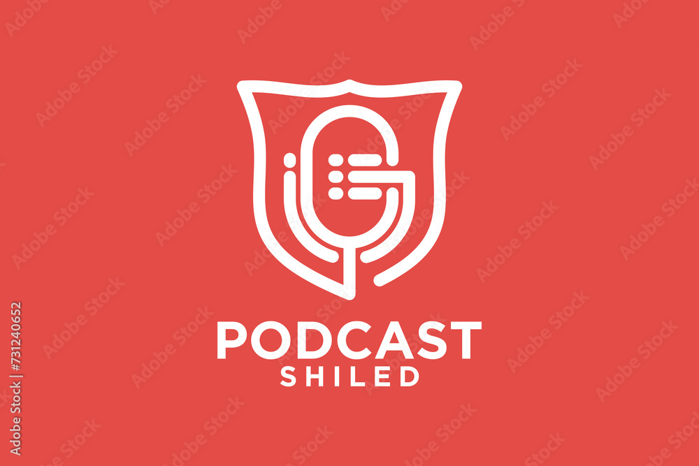Podcast shiled logo design creative concept style modern part 2 Podcast shiled logo design creative concept style modern part 2