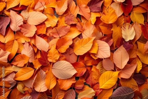 Autumn simple background A minimalist and warm scene of fallen colorful leaves A representation of seasonal change and natural beauty