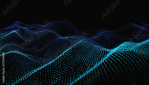 Wave of dots and weave lines. Abstract neon blue background. for use as a design  templates  print  cards  banners  posters.