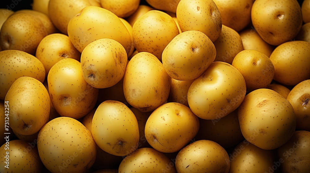Pile of potatoes. Top view.