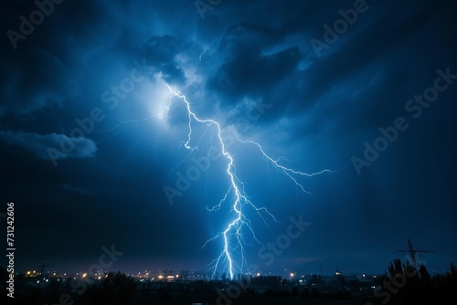 Dramatic lightning strikes illuminating the night sky Showcasing the power and beauty of nature's electrical display