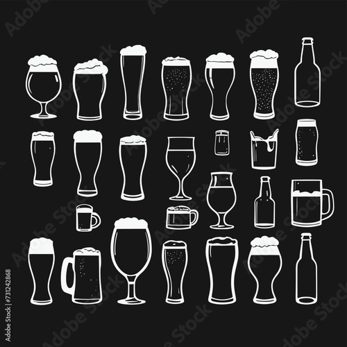 Beer silhouette illustration set vector collection
