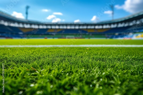 Lawn in a soccer stadium Showcasing the well-maintained grass and the excitement of sports events Ready for action and competition