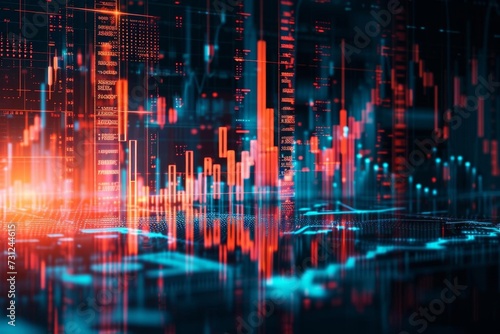 Panoramic abstract backdrop featuring digital financial charts Stock market trends And growth indicators Suitable for financial presentations and analyses