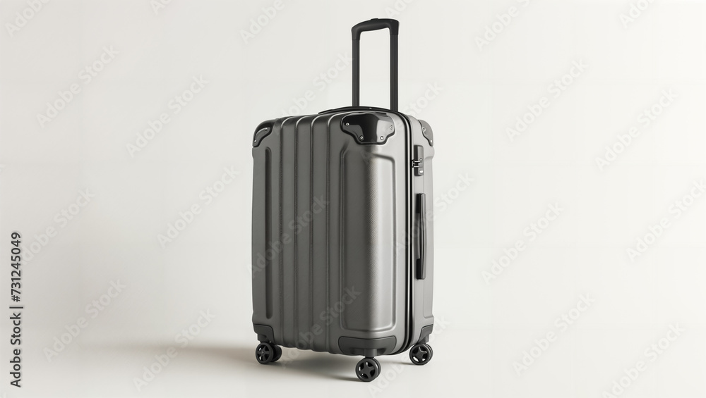 big gray modern rolling travel suitcase on solid bright background big gray modern rolling travel suitcase on solid bright background