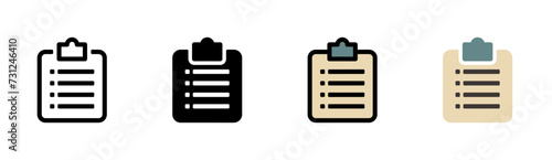 Clipboard icon on white background. Clipboard Symbol. Clipboard, checklist, documents and Tasks. flat and colored styles. for web and mobile design.