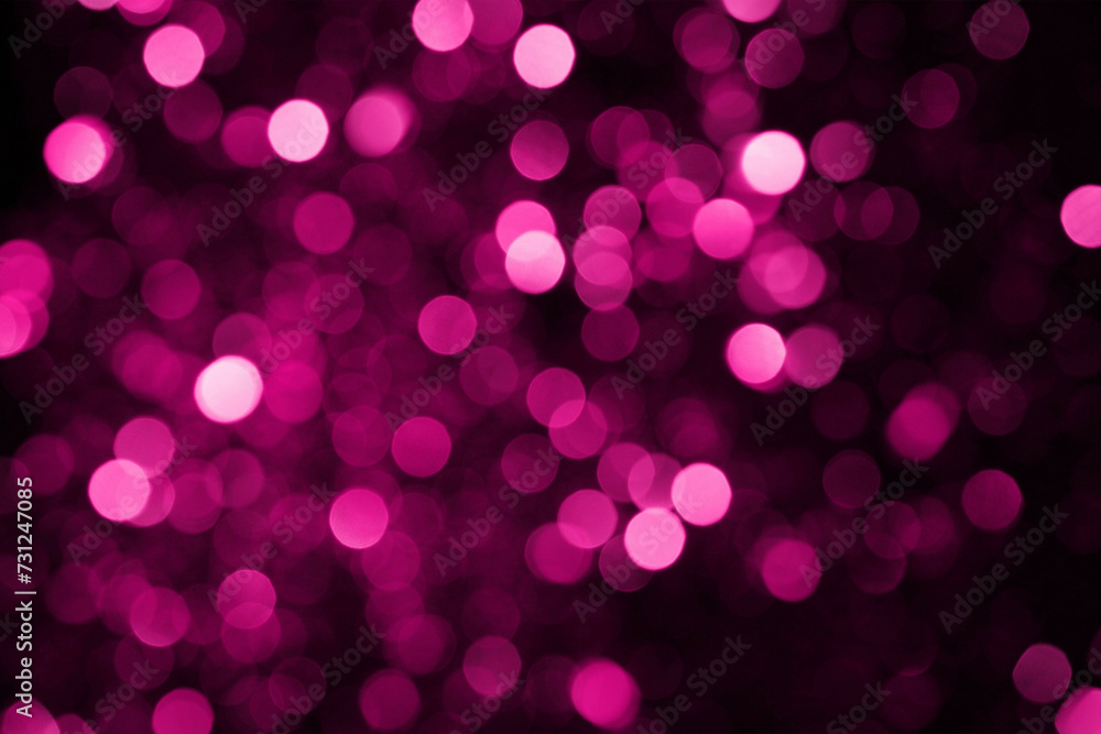 Pink bokeh from many small light bulbs and the festive season.