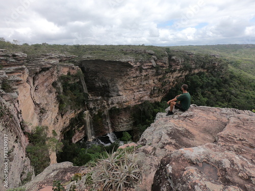 homem na Cachoeira do Ferro Doido, Morro do Chapéu, Chapada Diamantina   photo