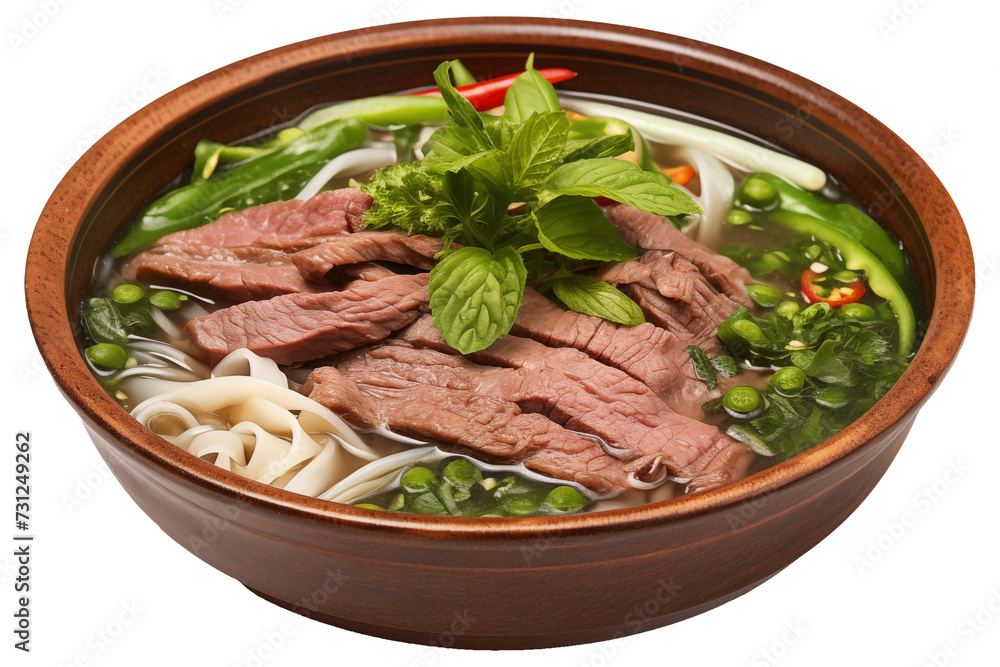 delicious bowl of Vietnamese Pho PNG isolated on white And Transparent background - Healthy Soup Food Restaurant Advertising Concept delicious bowl of Vietnamese Pho PNG isolated on white And Transparent background - Healthy Soup Food Restaurant Advertising Concept