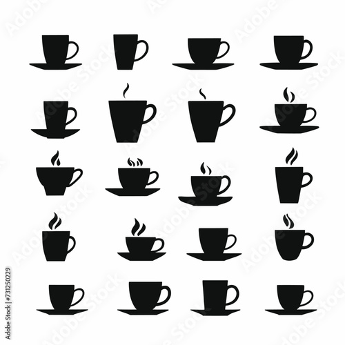 Wallpaper Mural Silhouette collection of various coffee cup designs showcasing diverse shapes and styles on a plain background. Torontodigital.ca