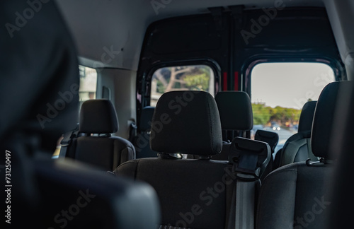 Interior with seats inside the minivan car. © M-Production
