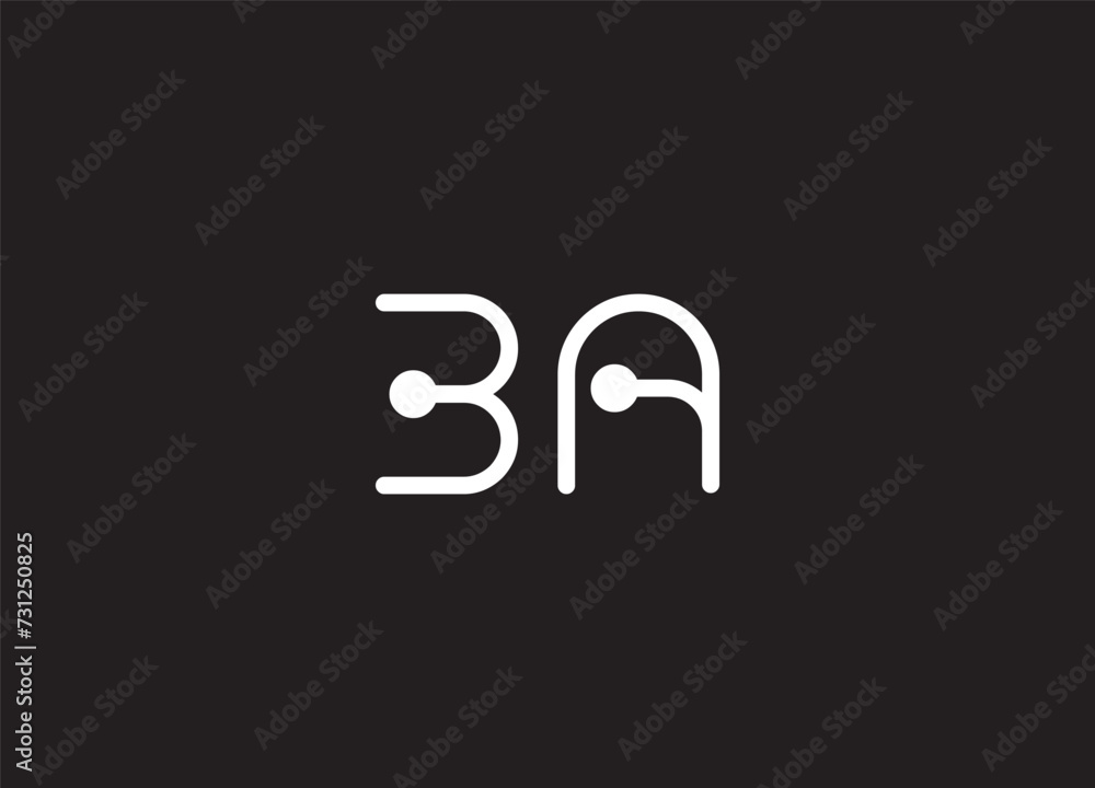 ba, ab initial overlapping letter logo ba, ab initial overlapping letter logo