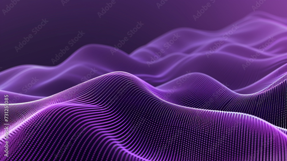 Amethyst color background made of halftone dots and curved lines 