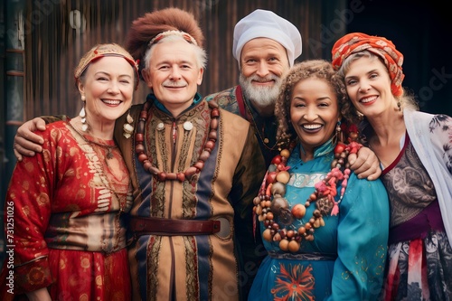 old people group is diverse in culture with charming traditional clothing from various countries
