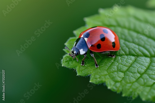 ladybug with a spot and a leaf © Formoney
