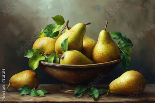 pears in a bowl painting