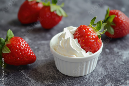 strawberry with a cream and a dip