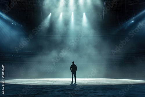 Imagine the surreal atmosphere of an empty stadium where the stage gleams with lights, prepared to host an artist's spectacle, yet the silence speaks volumes in the absence of a lively audience