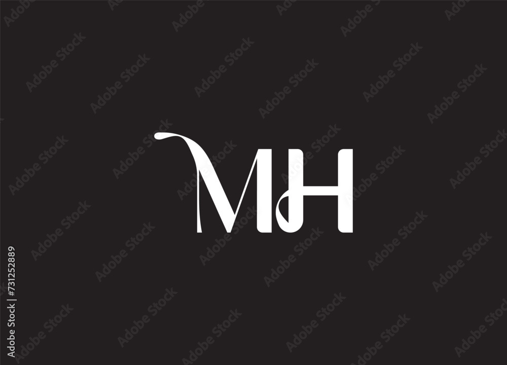 MH Logo. Letter Design Vector with Red and Black Colors. MH Logo. Letter Design Vector with Red and Black Colors.