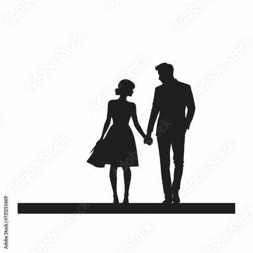 Couple silhouette two lovers vector illustration