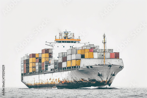 close-up of a white container ship