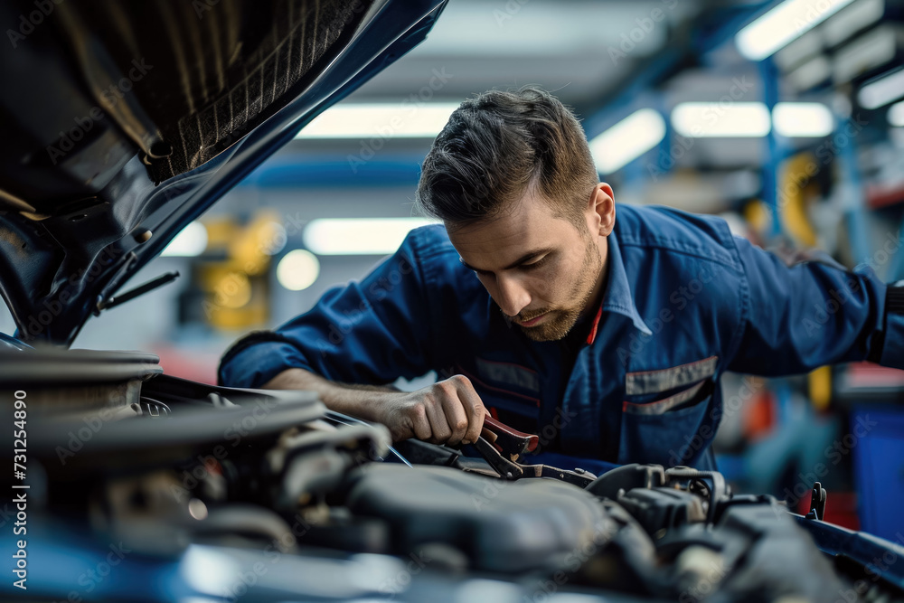 tire mechanic looks at the car tire mechanic looks at the car