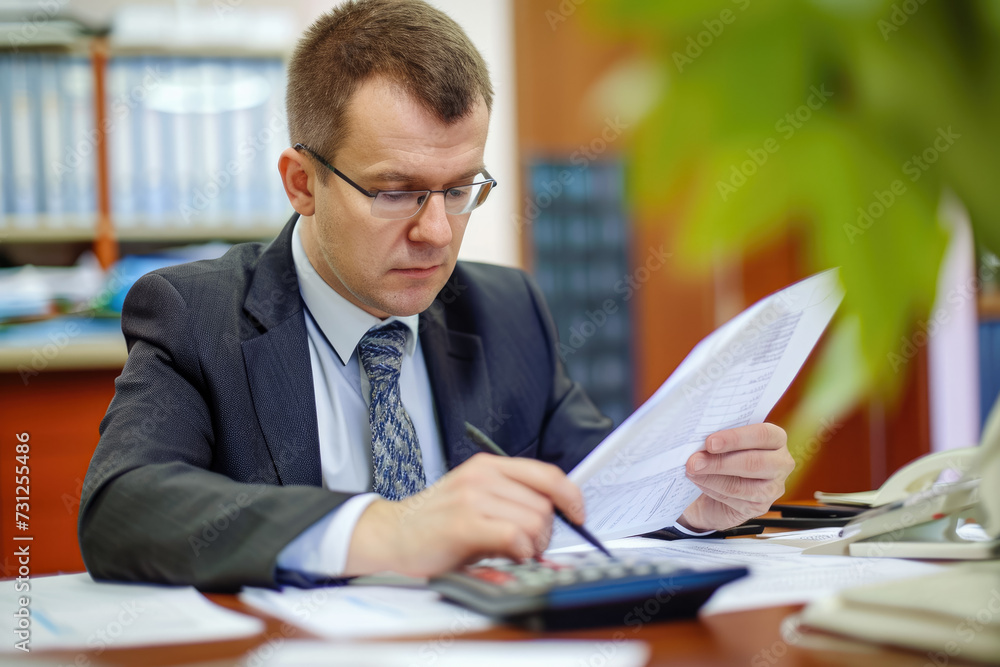 businessman preparing an estimate with a calculator businessman preparing an estimate with a calculator