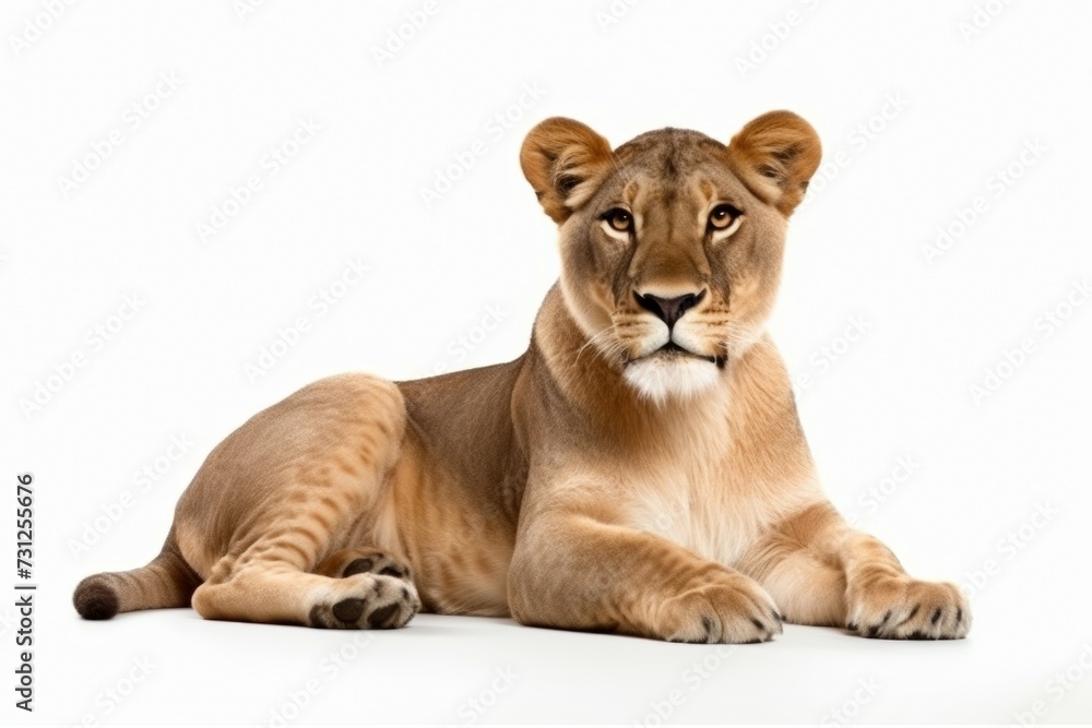 lioness isolated on white background lioness isolated on white background