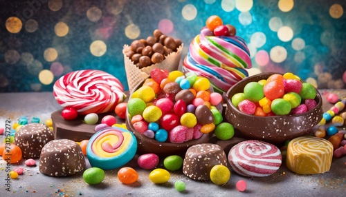 assortment of colourful festive sweets and candy