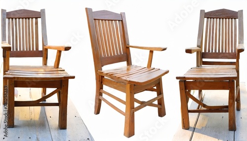 4 angle wooden chair on white background