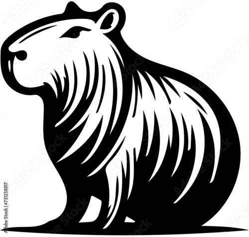 Capybara vector illustration in black and white, rodent animal logo design 