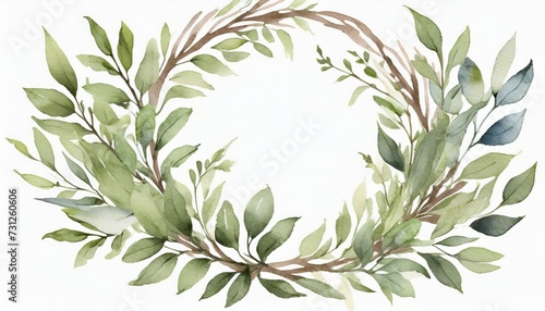 watercolor wreath spring foliage beautiful clipart element for design