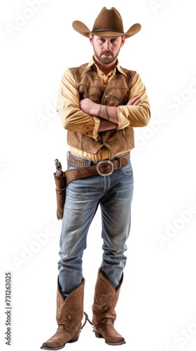 Portrait cowboy man on a transparent background
