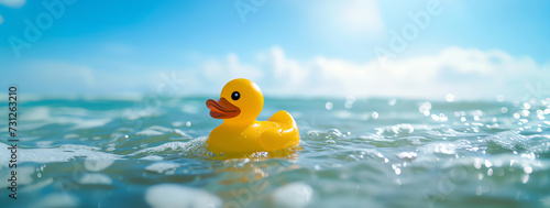 lost rubber duck on the sea, AI generated