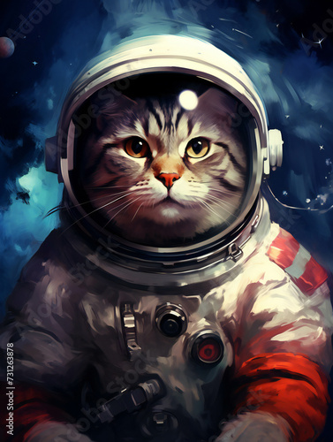 Funny dragon li Cat Astronaut Portrait. Generative AI.