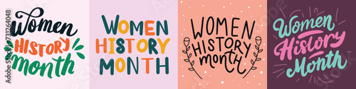 Collection of text banners Women
History Month. Handwriting inscriptions set Women
History Month. Hand drawn vector art