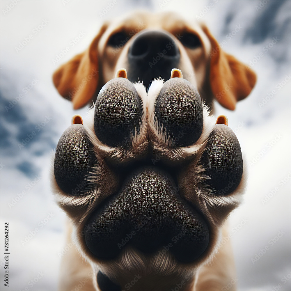 Dog paw of a labrador isolated front view - obrazy, fototapety, plakaty 
