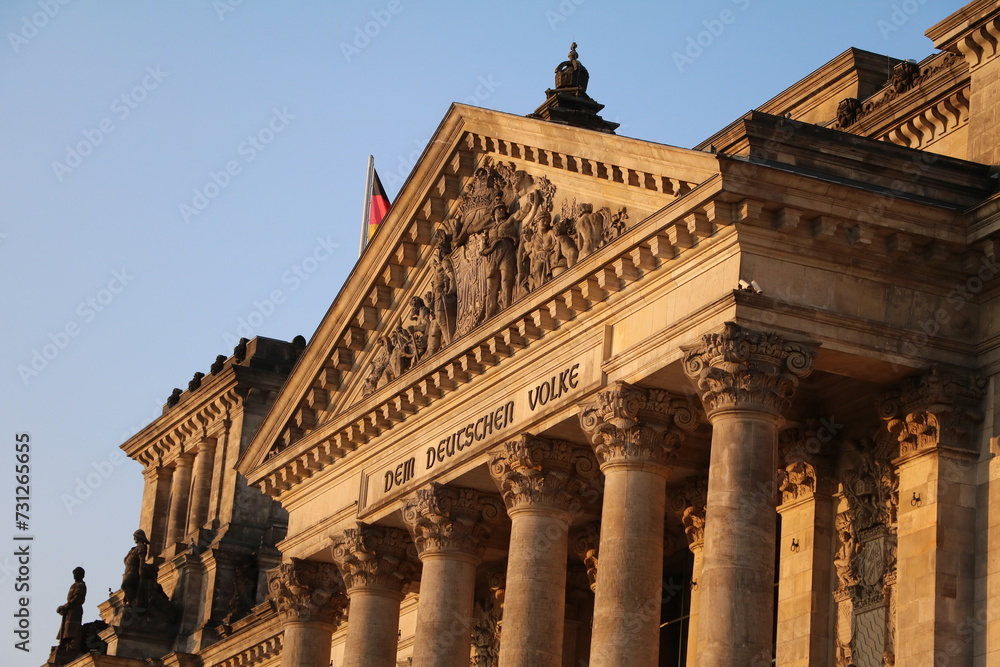 Fototapeta premium Dusk at Reichstag building in Berlin, Germany